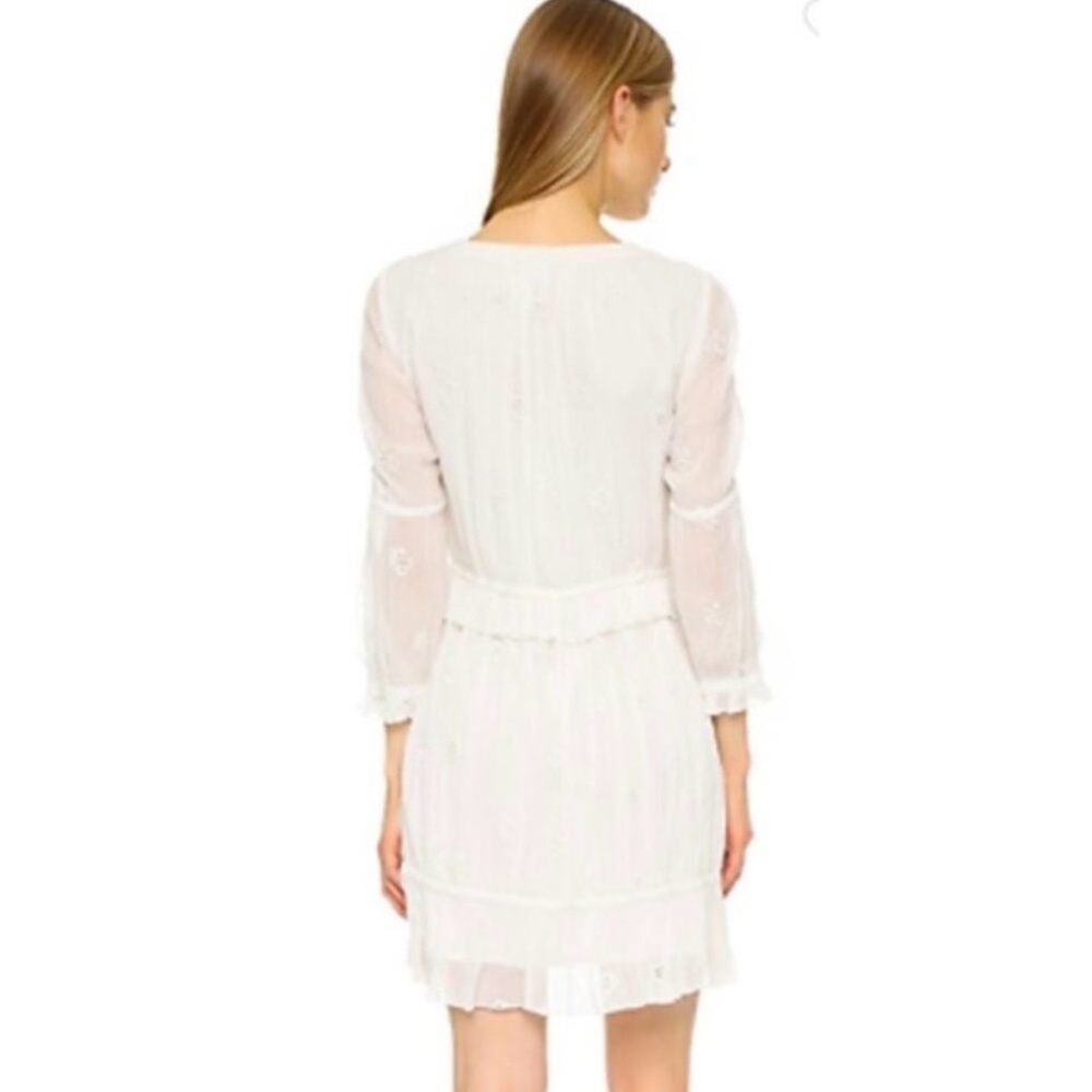 Diane Von Furstenberg White Edlyn Eyelet Peasant Dress Sz 2 Boho Chiffon Mini - Picture 4 of 8